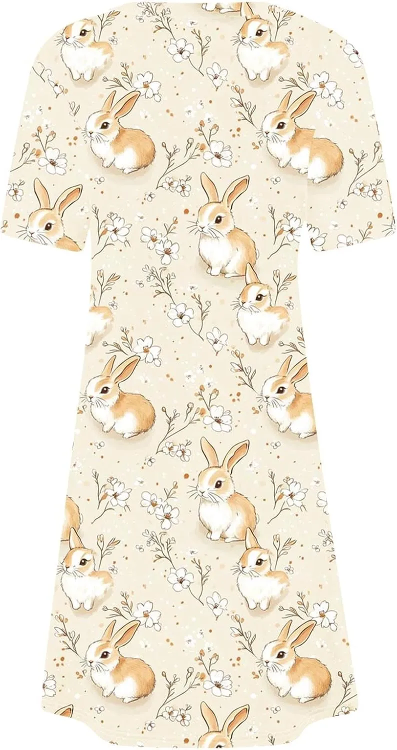 Easter Dress for Women 2025 Sleeveless Funny Printed Mini Dress Easter Cute Rabbit Graphic Casual Dresses Clothes
