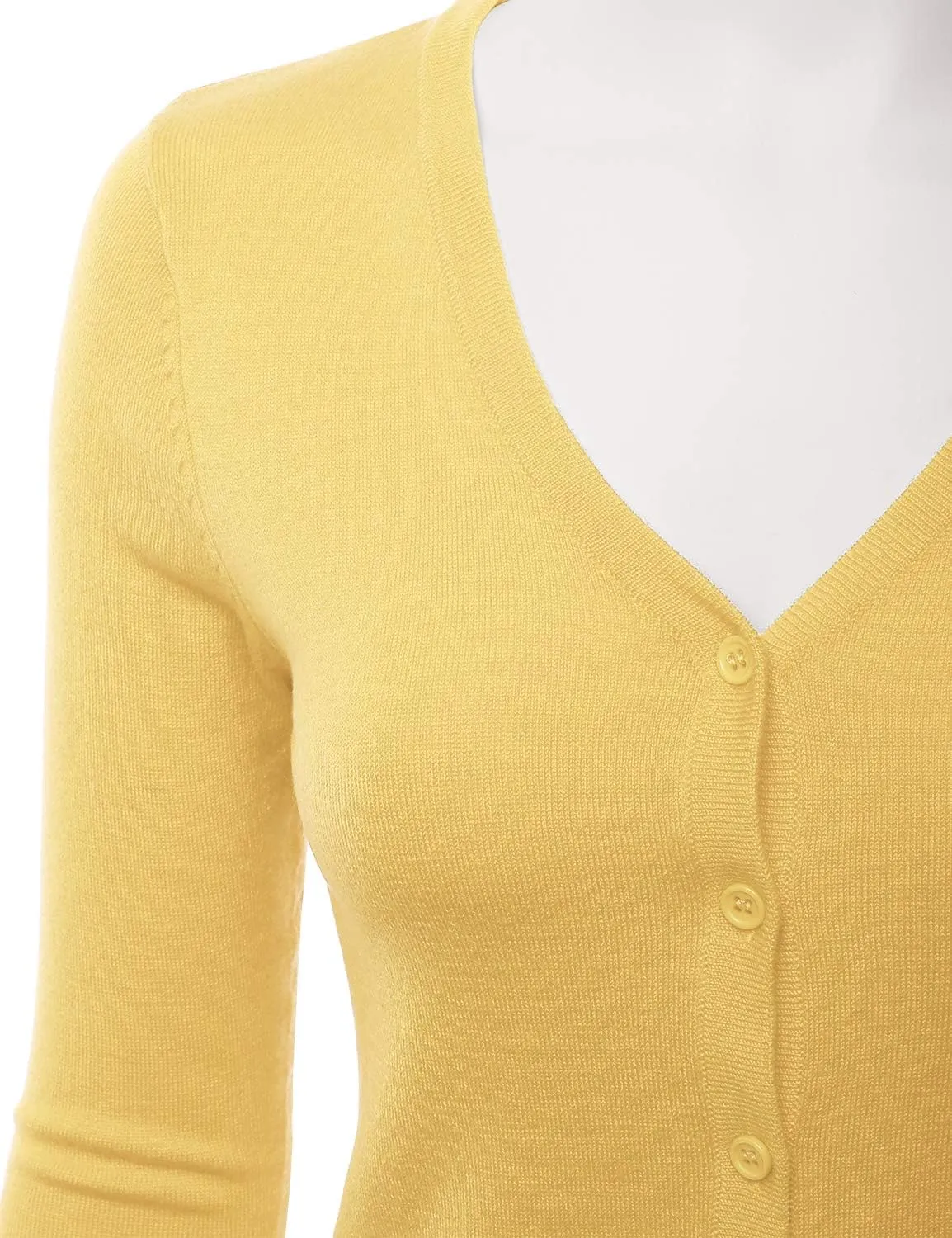 EIMIN Women's 3/4 Sleeve V-Neck Button Down Stretch Knit Cardigan Sweater (S-3X)