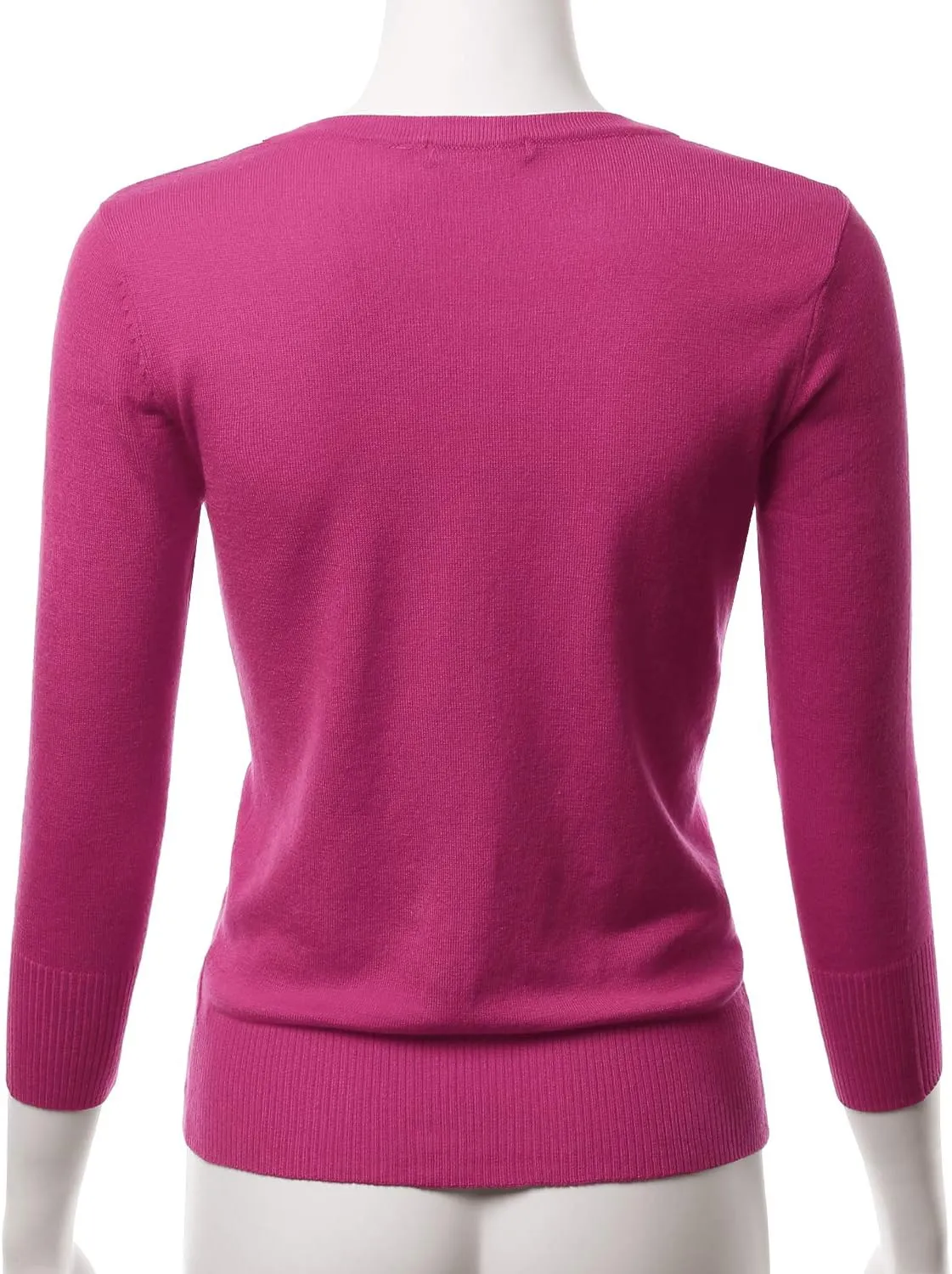 EIMIN Women's 3/4 Sleeve V-Neck Button Down Stretch Knit Cardigan Sweater (S-3X)