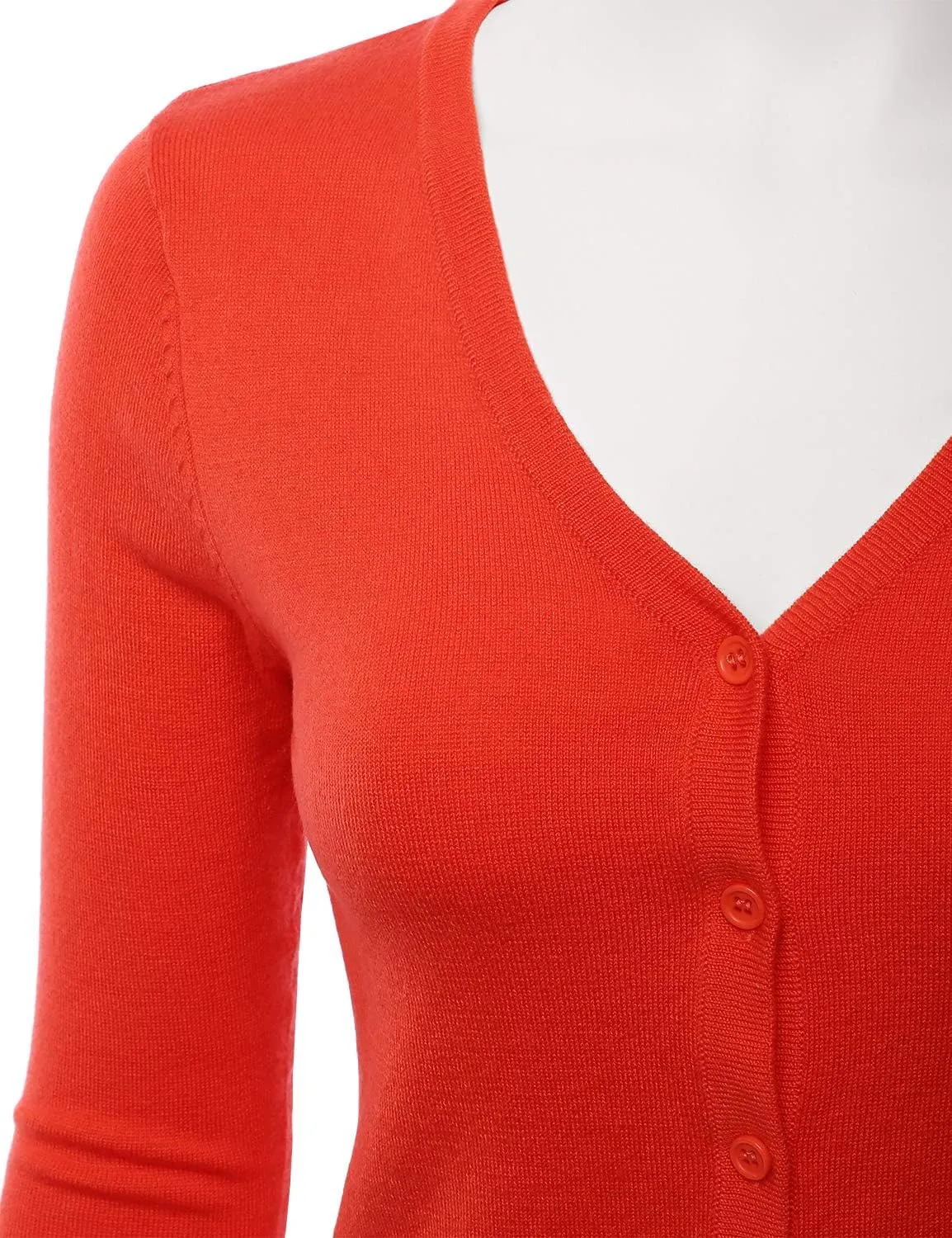 EIMIN Women's 3/4 Sleeve V-Neck Button Down Stretch Knit Cardigan Sweater (S-3X)