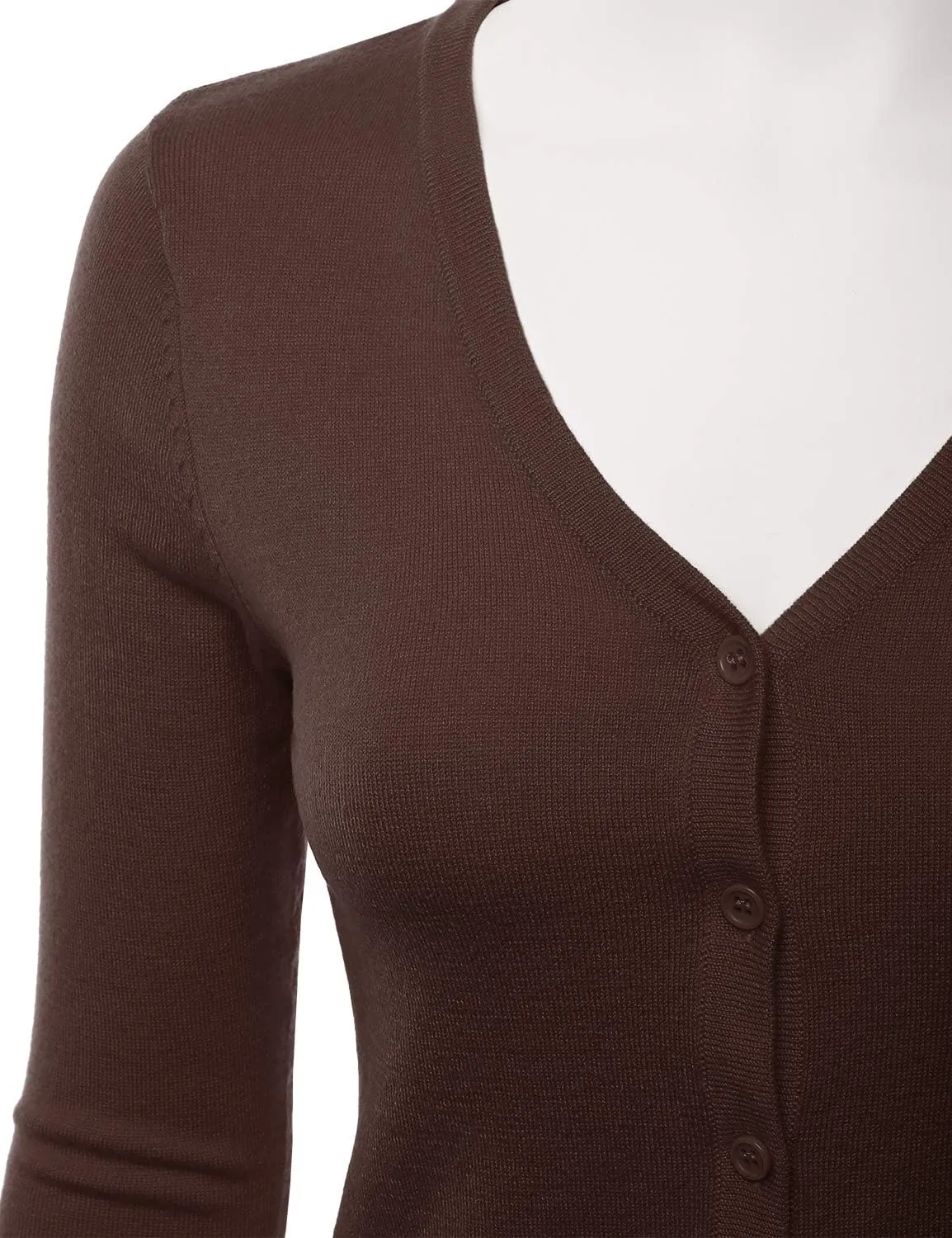 EIMIN Women's 3/4 Sleeve V-Neck Button Down Stretch Knit Cardigan Sweater (S-3X)