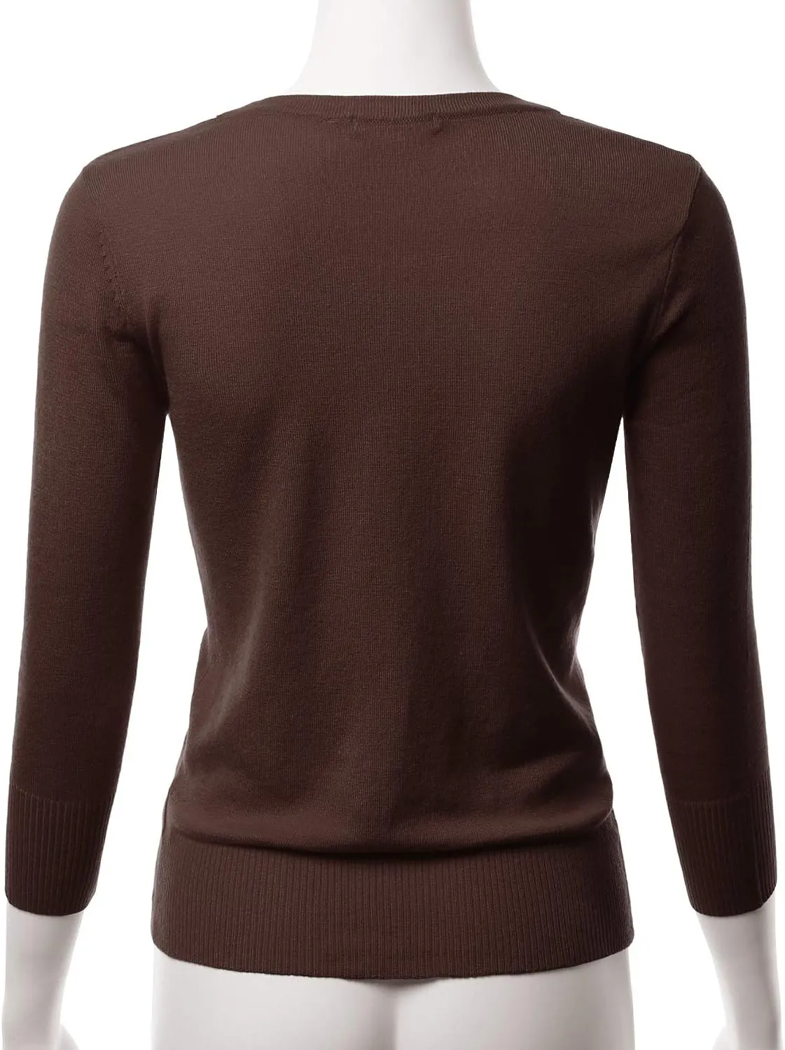EIMIN Women's 3/4 Sleeve V-Neck Button Down Stretch Knit Cardigan Sweater (S-3X)