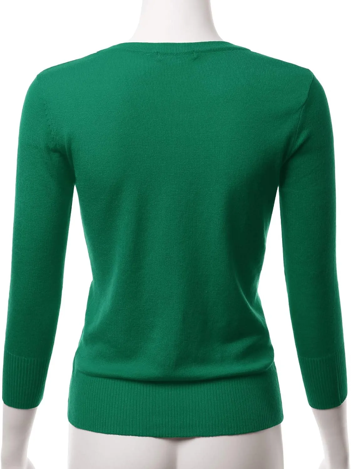EIMIN Women's 3/4 Sleeve V-Neck Button Down Stretch Knit Cardigan Sweater (S-3X)