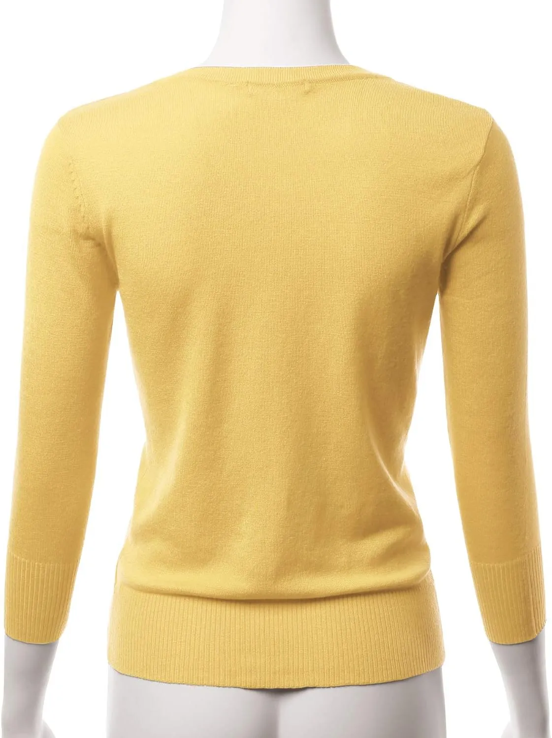 EIMIN Women's 3/4 Sleeve V-Neck Button Down Stretch Knit Cardigan Sweater (S-3X)