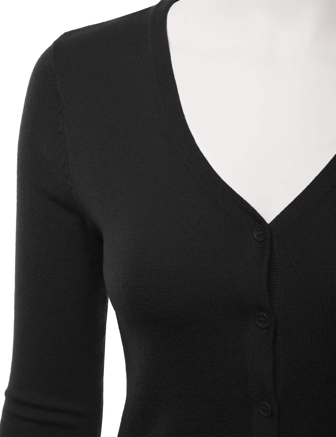 EIMIN Women's 3/4 Sleeve V-Neck Button Down Stretch Knit Cardigan Sweater (S-3X)