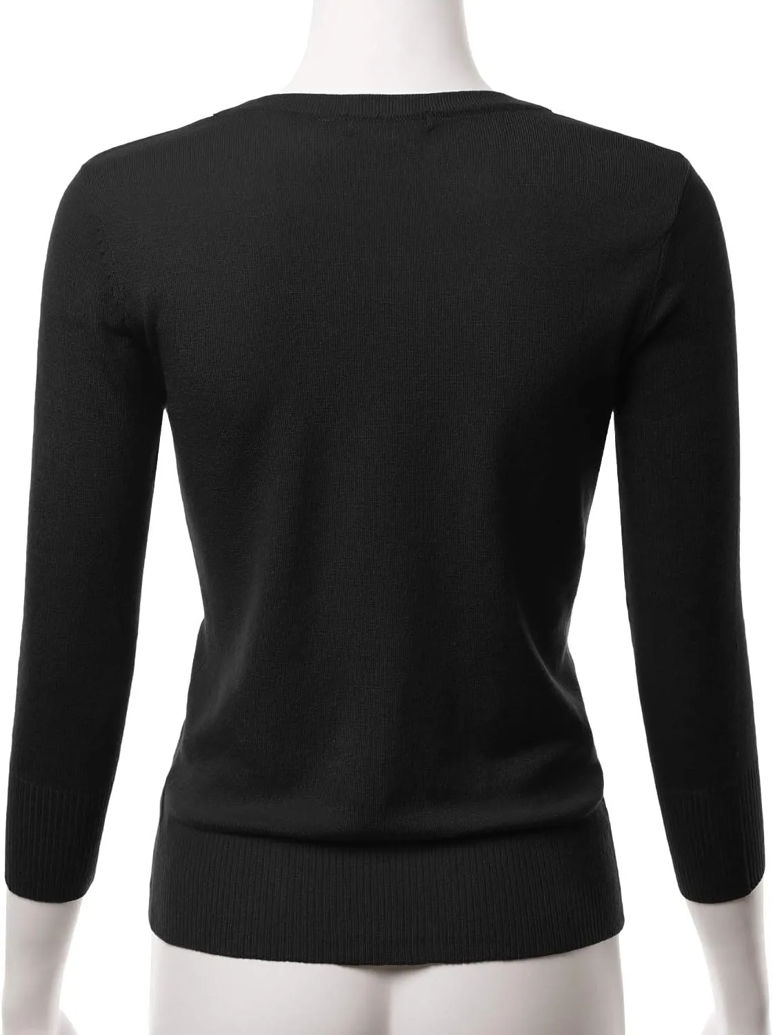EIMIN Women's 3/4 Sleeve V-Neck Button Down Stretch Knit Cardigan Sweater (S-3X)