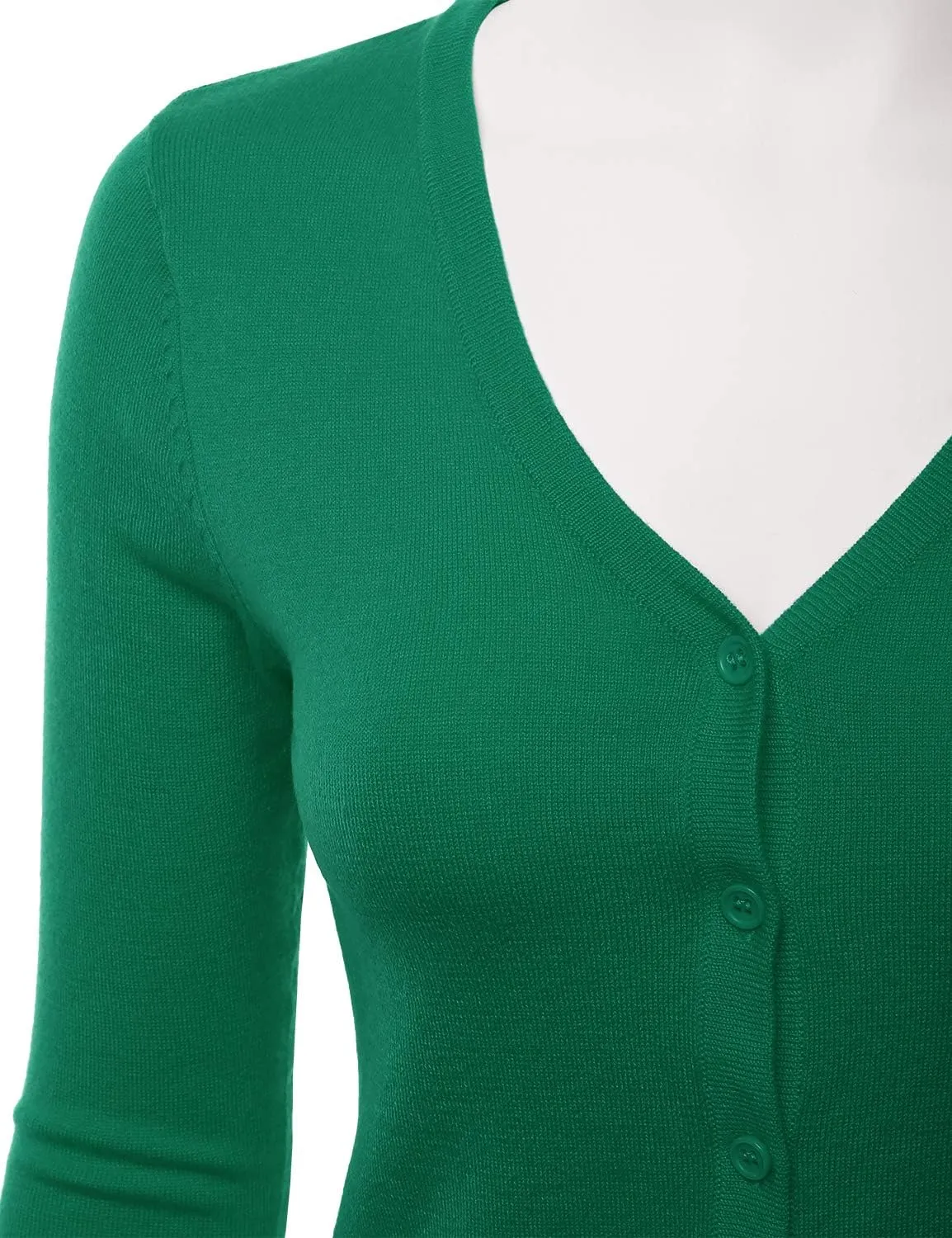 EIMIN Women's 3/4 Sleeve V-Neck Button Down Stretch Knit Cardigan Sweater (S-3X)