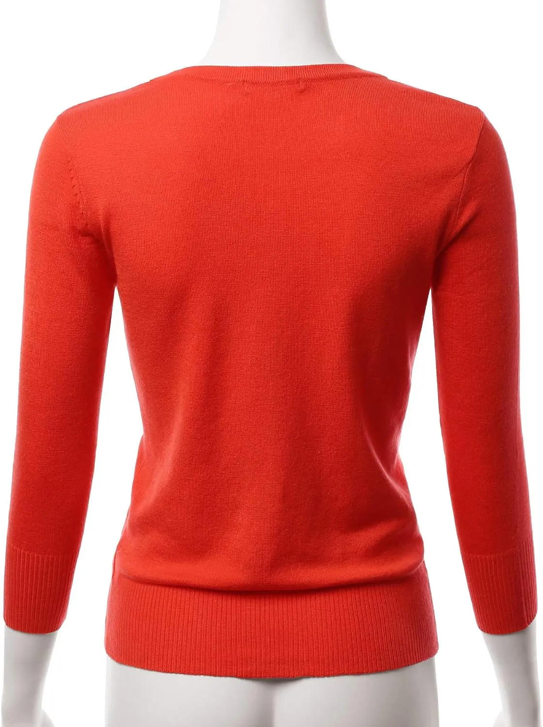 EIMIN Women's 3/4 Sleeve V-Neck Button Down Stretch Knit Cardigan Sweater (S-3X)