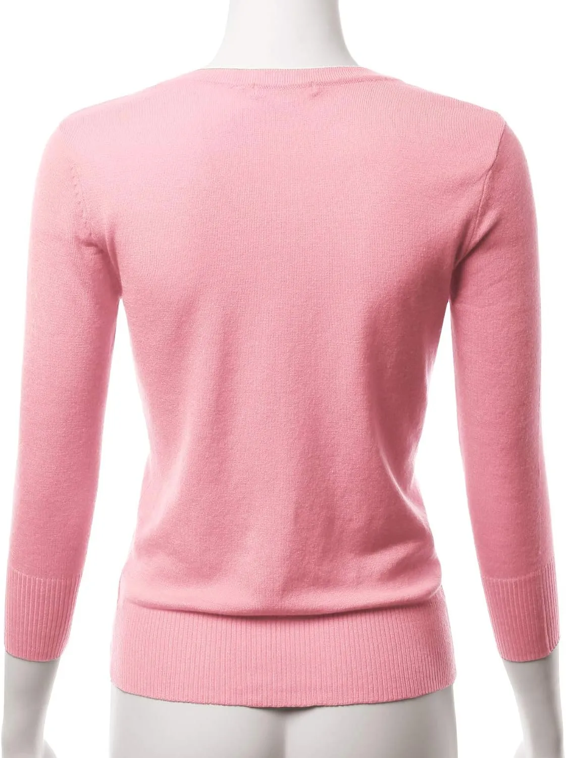 EIMIN Women's 3/4 Sleeve V-Neck Button Down Stretch Knit Cardigan Sweater (S-3X)