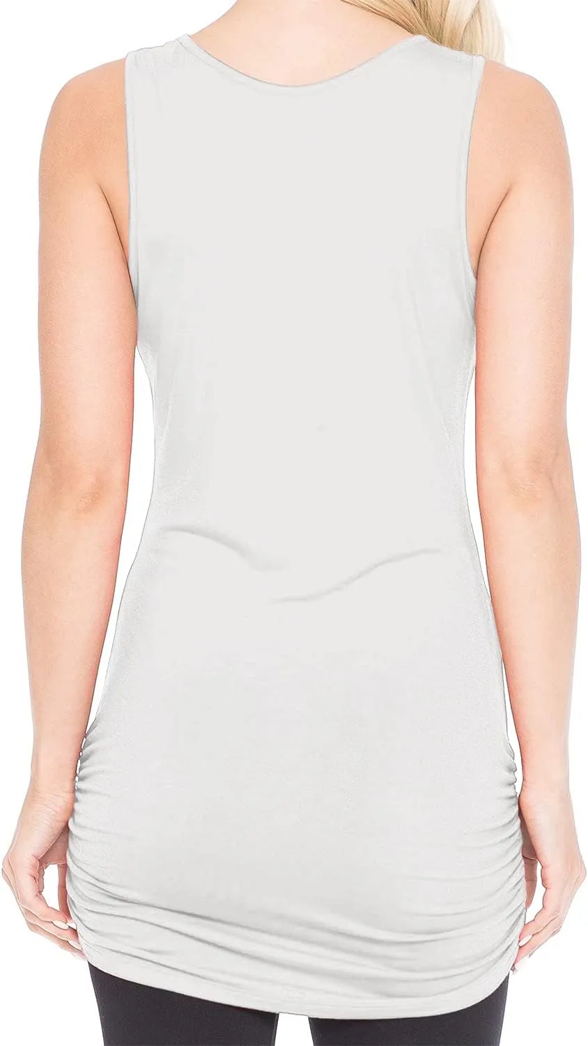 EIMIN Women's V-Neck Cami Sleeveless Stretch Comfy Shirring Tank Top (S-3XL)