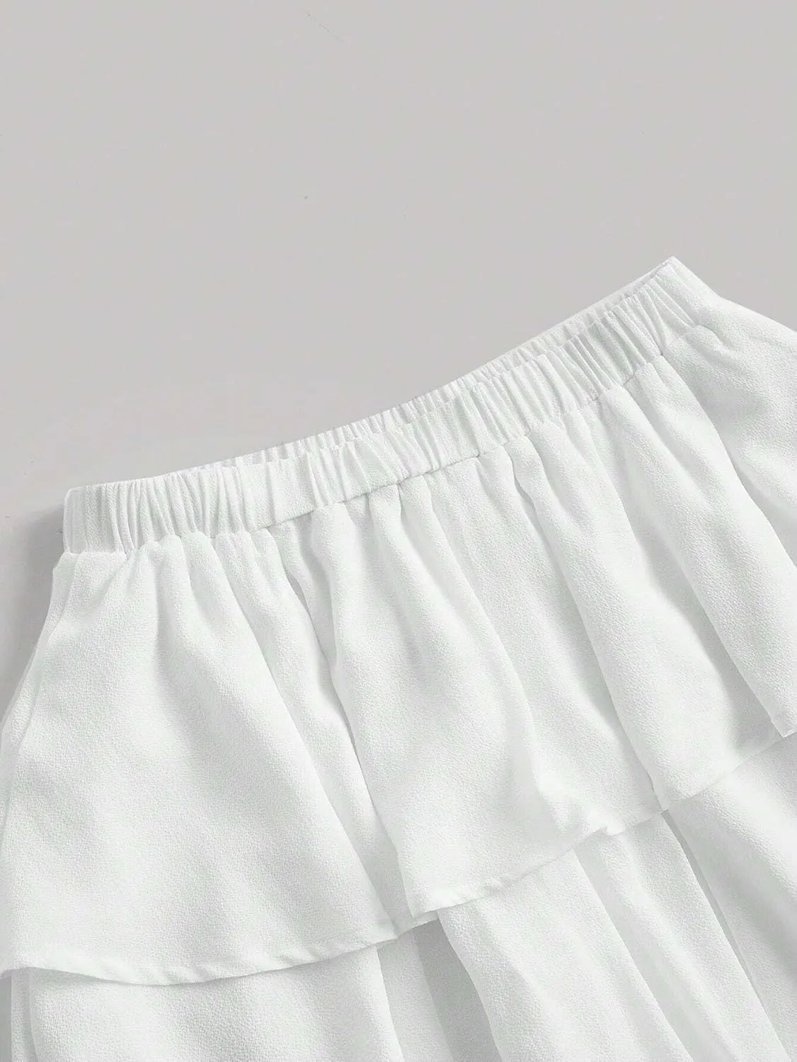 Elastic Waist Two Layer Hem Skort Shorts for Women