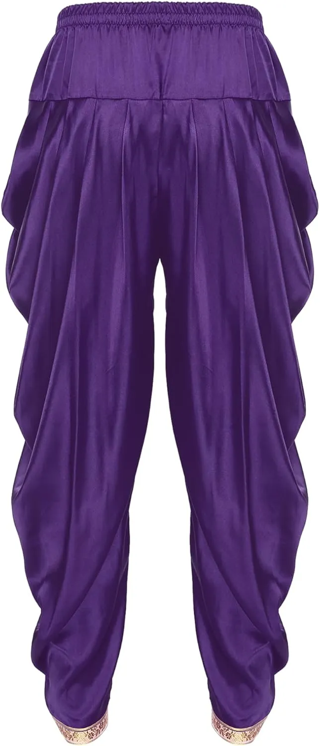 FEESHOW Men's Elastic Waist Harem Pants Dhoti Pants Baggy Palazzo Trousers Arabian Prince Costume