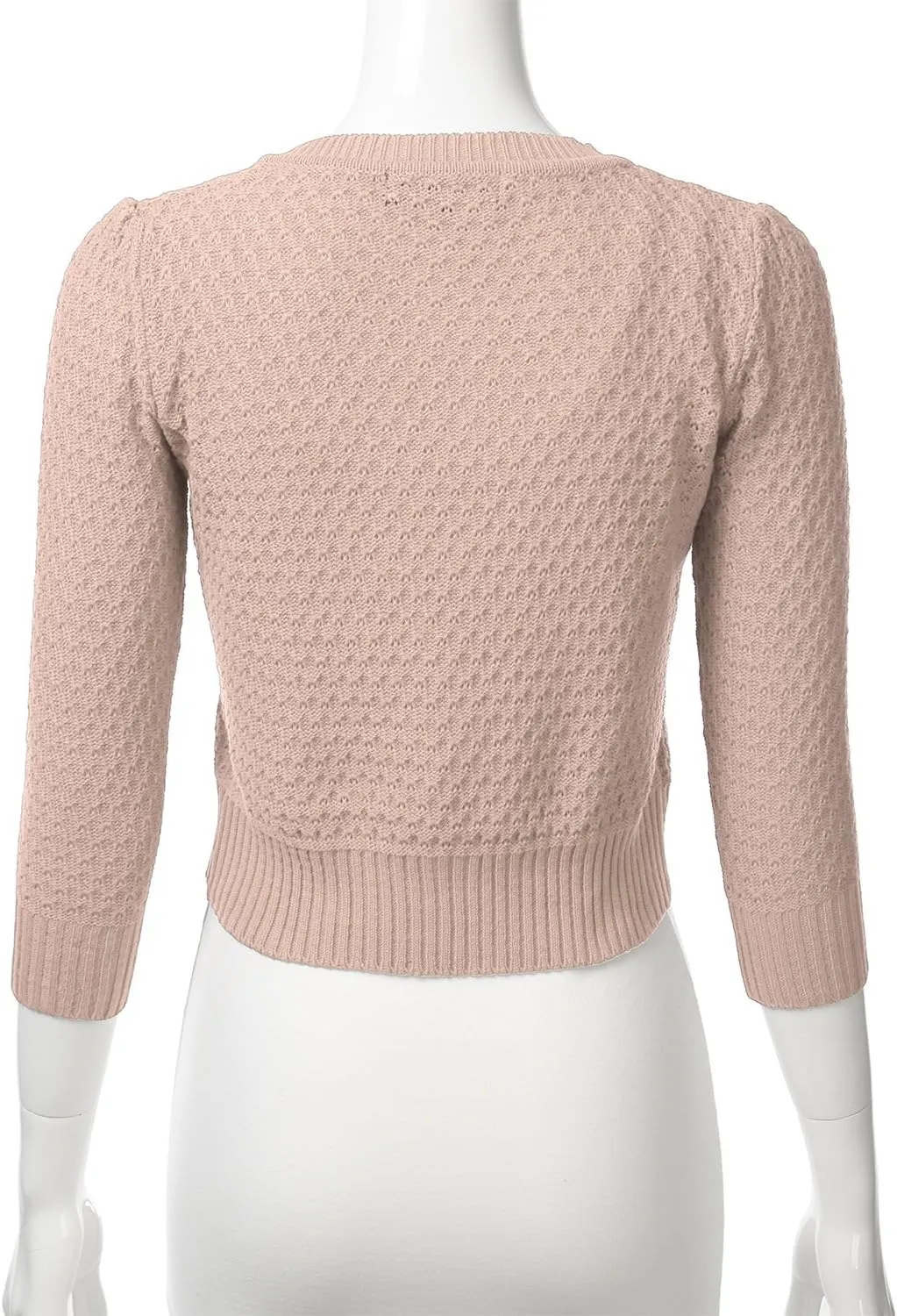 FLORIA Women's Button Down 3/4 Sleeve Crew Neck Cotton Knit Cropped Cardigan Sweater (S-3X)