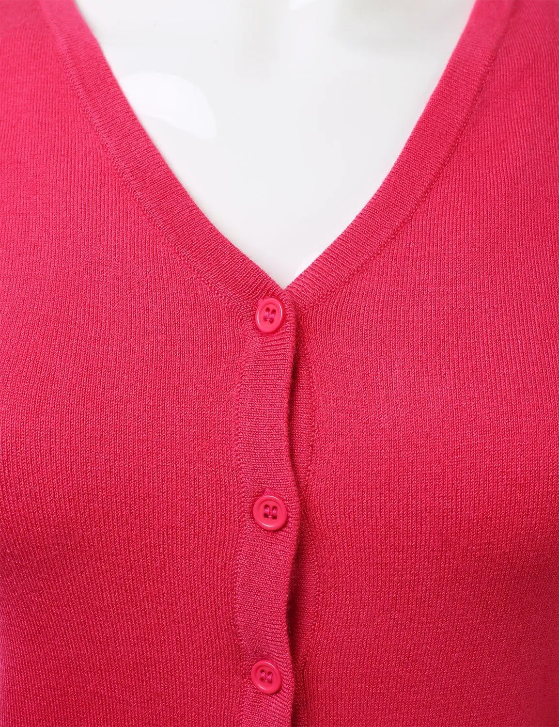 FLORIA Women's Button Down 3/4 Sleeve V-Neck Stretch Knit Cardigan Sweater (S-3X)