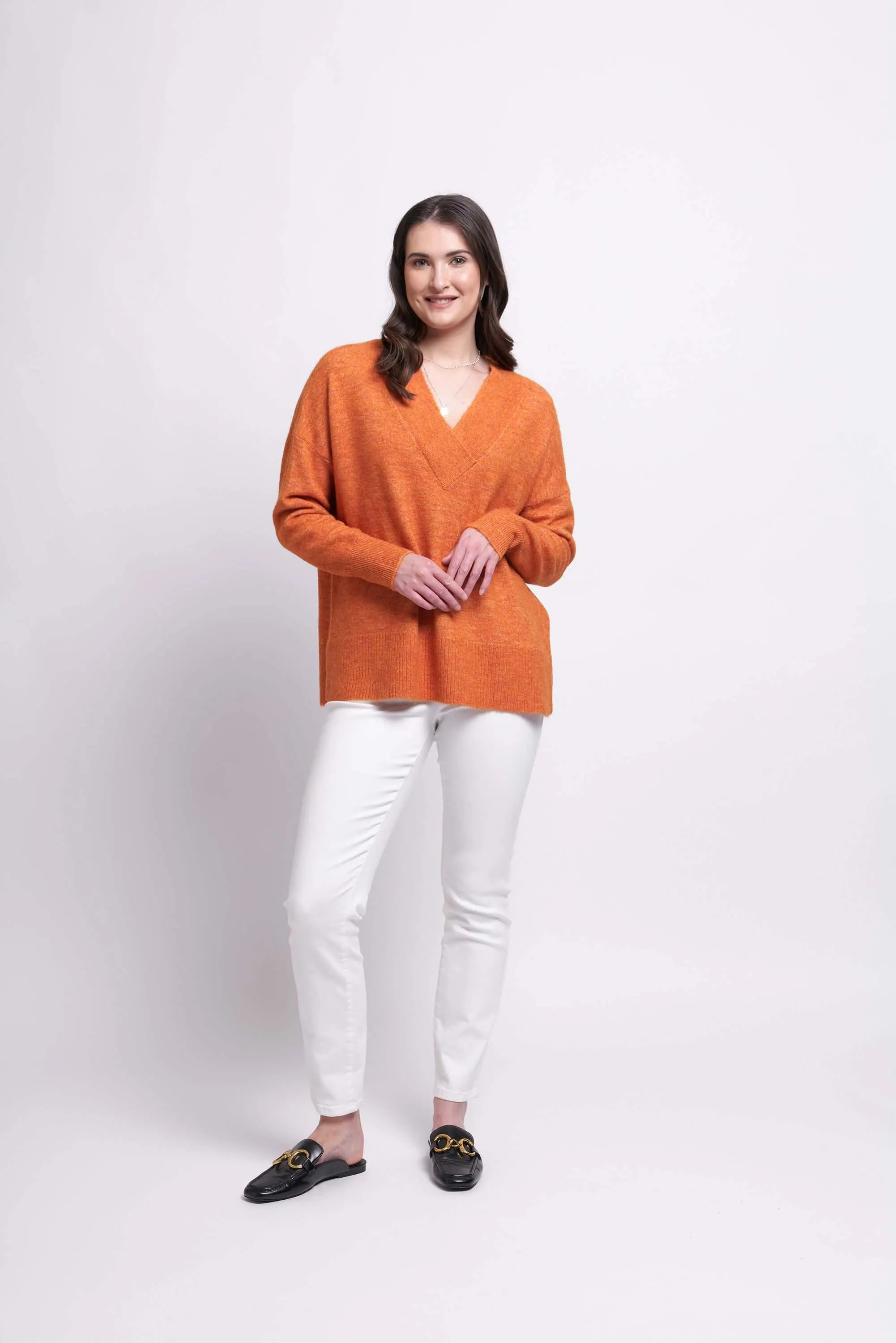 Foil Come Together Sweater in Tangerine