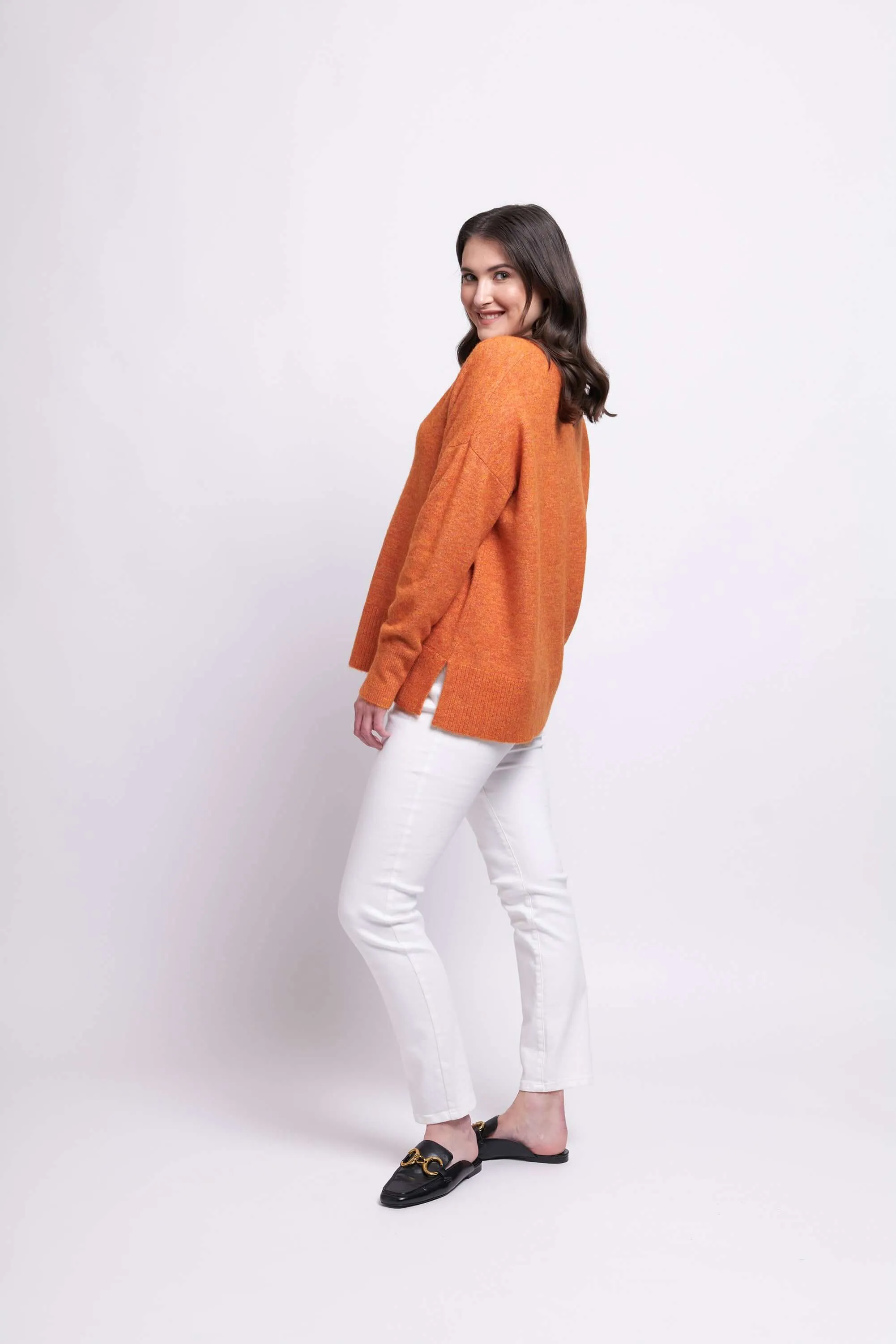 Foil Come Together Sweater in Tangerine