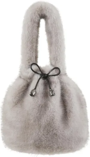 Fur Story Tote Bag Faux Fur Purses for Women Plush Handbag Fuzzy Shoulder Bag Big Capacity Black Purse for womens Girls