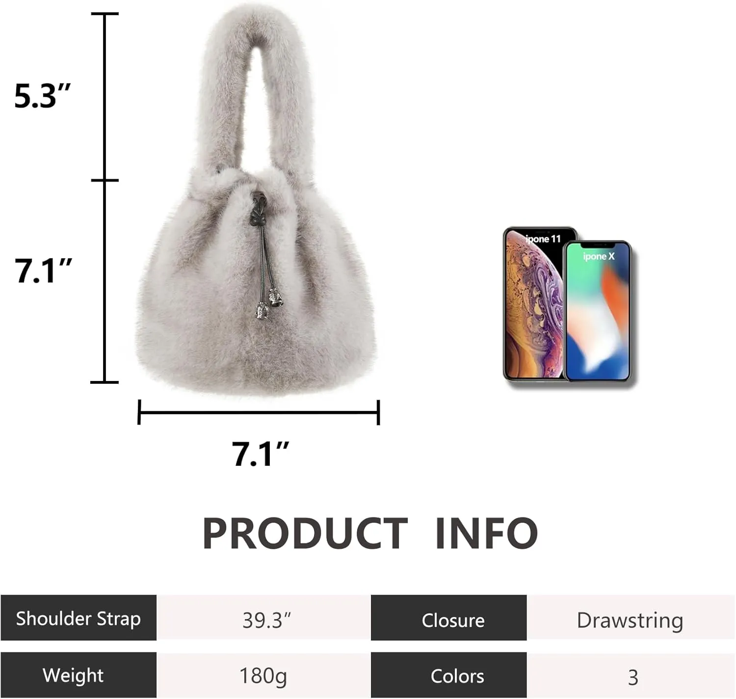 Fur Story Tote Bag Faux Fur Purses for Women Plush Handbag Fuzzy Shoulder Bag Big Capacity Black Purse for womens Girls