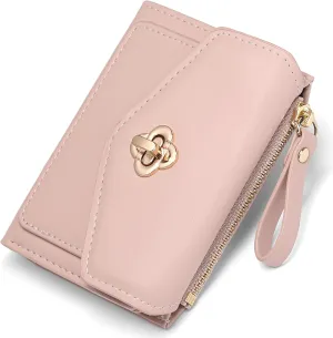 GAEKEAO Small Wallet for Women Leather RFID Blocking Credit Card Holder Organizer Mini Bifold Cute Purse with Zipper Coin Pocket