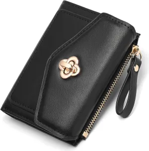 GAEKEAO Small Wallet for Women Leather RFID Blocking Credit Card Holder Organizer Mini Bifold Cute Purse with Zipper Coin Pocket