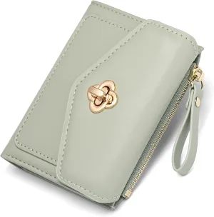 GAEKEAO Small Wallet for Women Leather RFID Blocking Credit Card Holder Organizer Mini Bifold Cute Purse with Zipper Coin Pocket