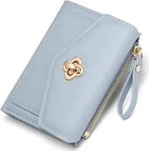 GAEKEAO Small Wallet for Women Leather RFID Blocking Credit Card Holder Organizer Mini Bifold Cute Purse with Zipper Coin Pocket