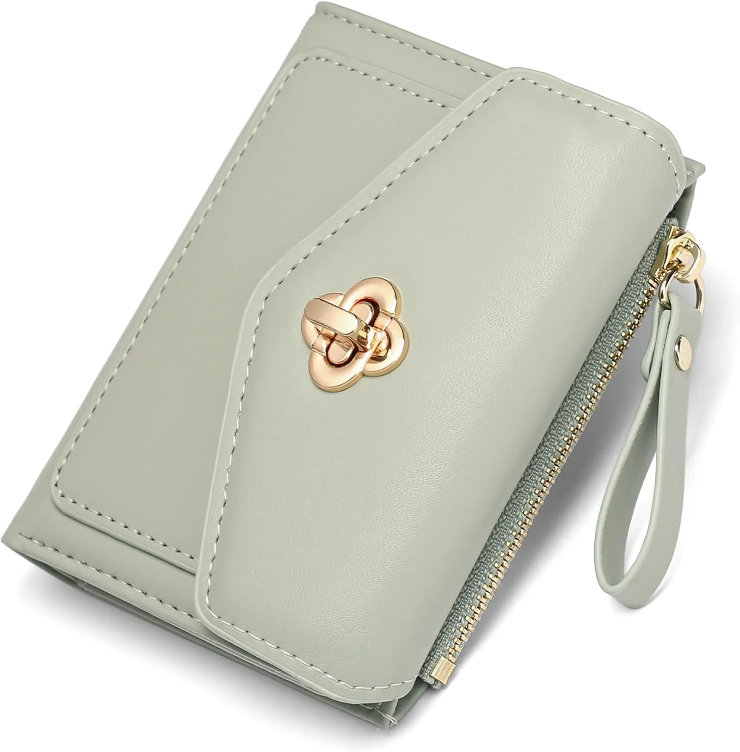 GAEKEAO Small Wallet for Women Leather RFID Blocking Credit Card Holder Organizer Mini Bifold Cute Purse with Zipper Coin Pocket