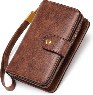 GAEKEAO Small Wallet for Women RFID Blocking Leather Wristlet Purse Bifold Ladies Wallet Credit Card Holder with ID Window