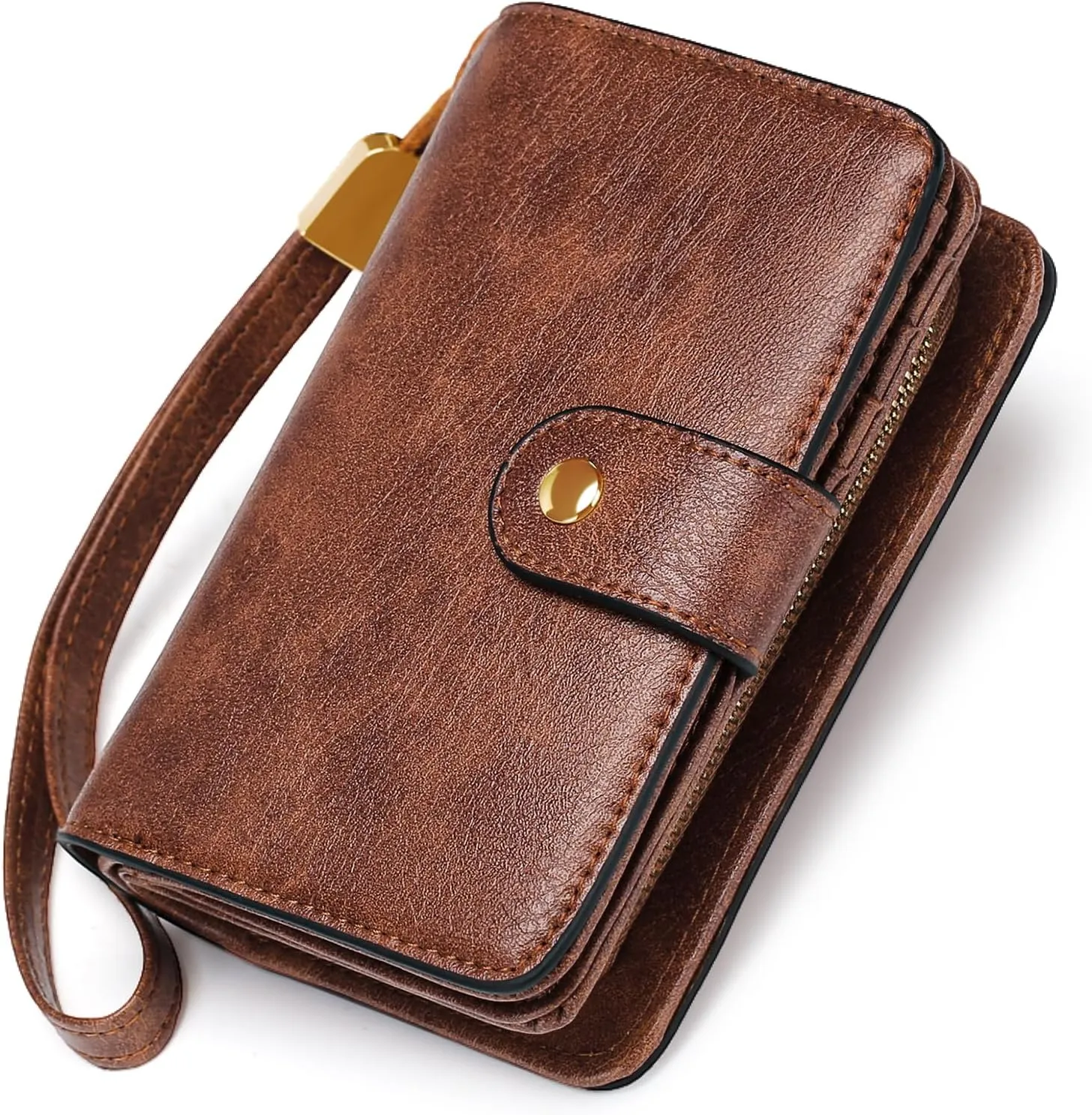 GAEKEAO Small Wallet for Women RFID Blocking Leather Wristlet Purse Bifold Ladies Wallet Credit Card Holder with ID Window