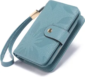 GAEKEAO Small Wallet for Women RFID Blocking Leather Wristlet Purse Bifold Ladies Wallet Credit Card Holder with ID Window