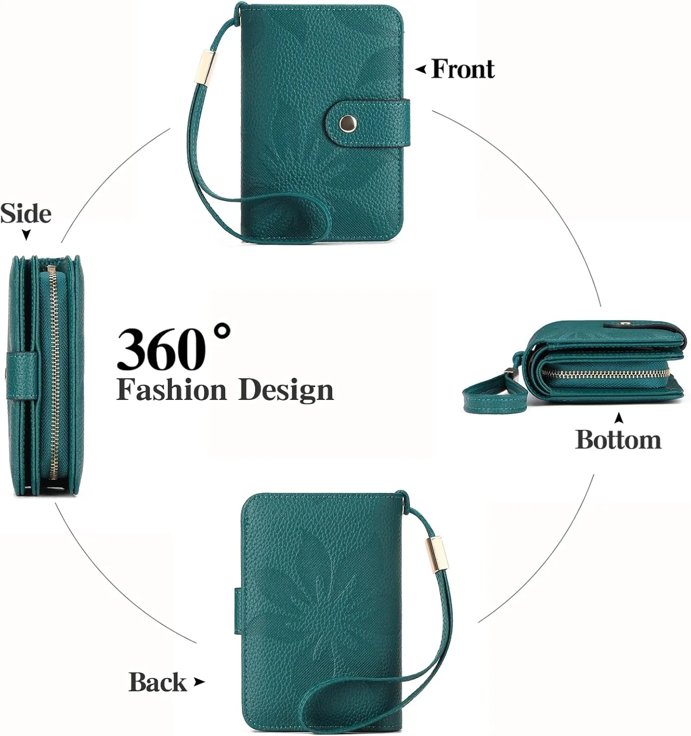GAEKEAO Small Wallet for Women RFID Blocking Leather Wristlet Purse Bifold Ladies Wallet Credit Card Holder with ID Window