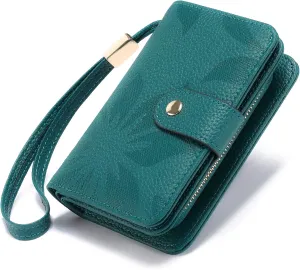 GAEKEAO Small Wallet for Women RFID Blocking Leather Wristlet Purse Bifold Ladies Wallet Credit Card Holder with ID Window