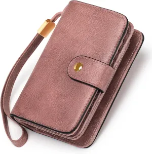 GAEKEAO Small Wallet for Women RFID Blocking Leather Wristlet Purse Bifold Ladies Wallet Credit Card Holder with ID Window