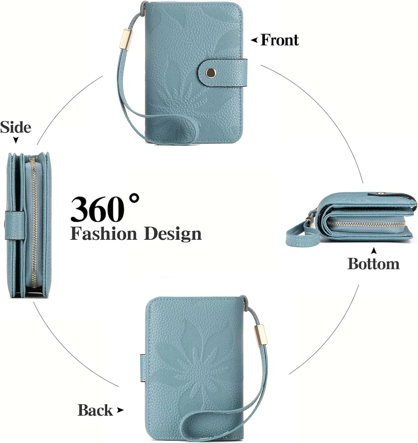 GAEKEAO Small Wallet for Women RFID Blocking Leather Wristlet Purse Bifold Ladies Wallet Credit Card Holder with ID Window