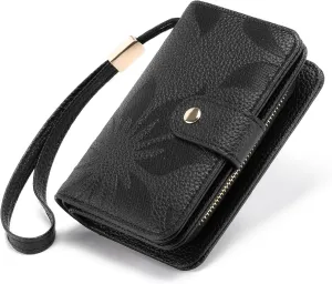 GAEKEAO Small Wallet for Women RFID Blocking Leather Wristlet Purse Bifold Ladies Wallet Credit Card Holder with ID Window