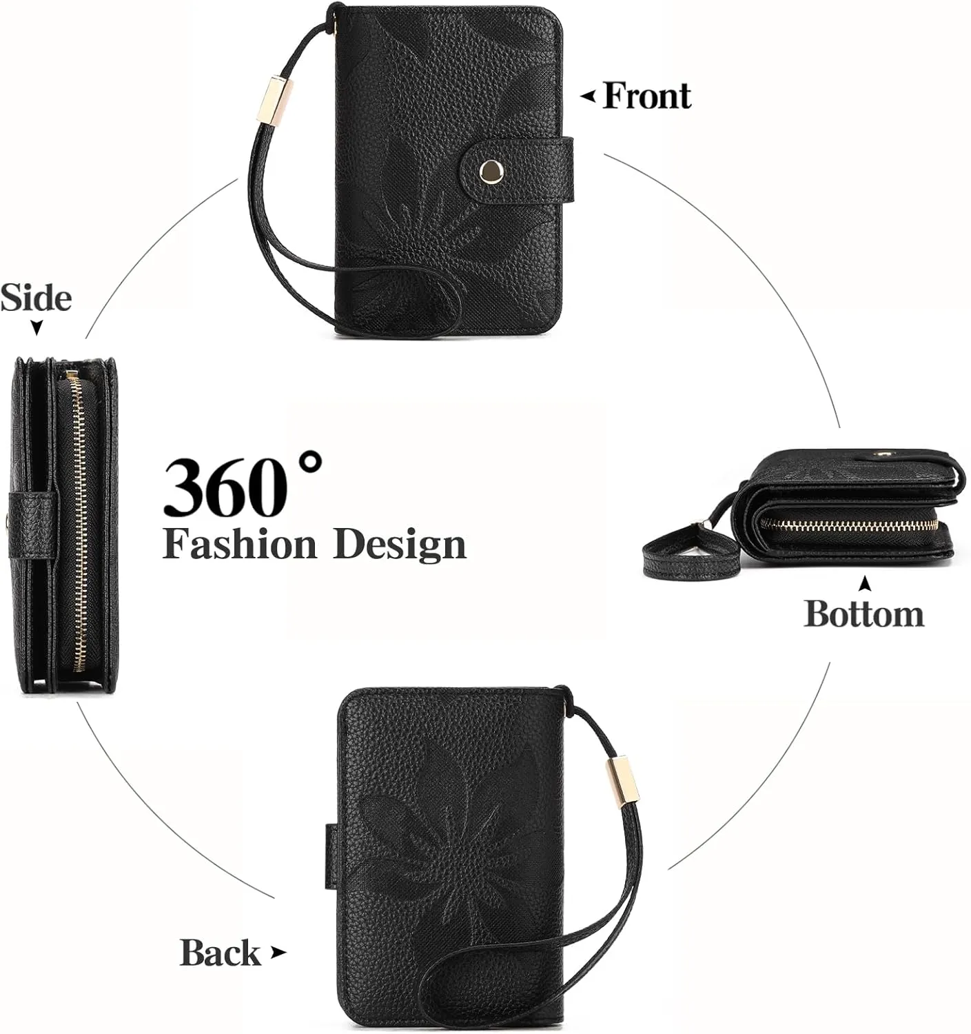 GAEKEAO Small Wallet for Women RFID Blocking Leather Wristlet Purse Bifold Ladies Wallet Credit Card Holder with ID Window