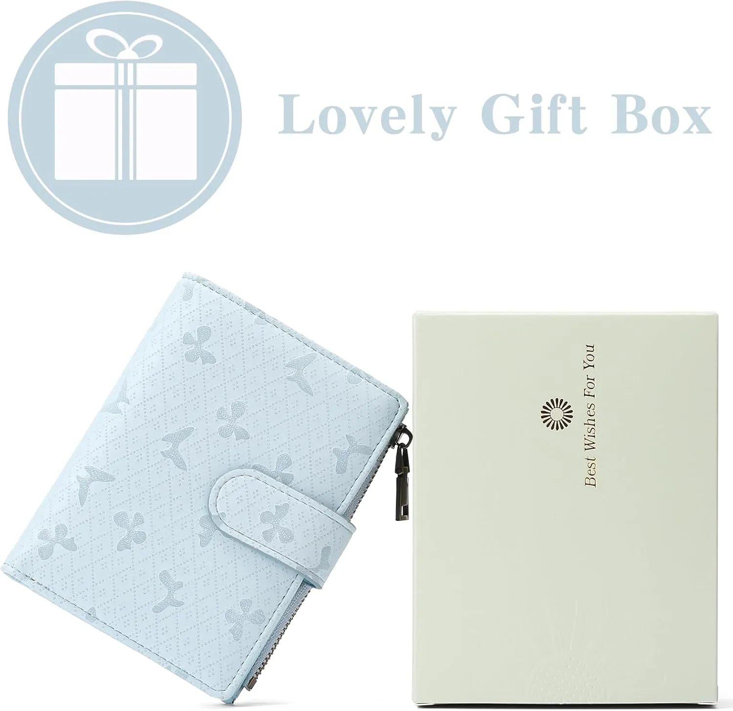 GAEKEAO Small Wallets for Women Leather RFID Blocking Bifold Zipper Pocket Wallet Card Case Purse with ID Window