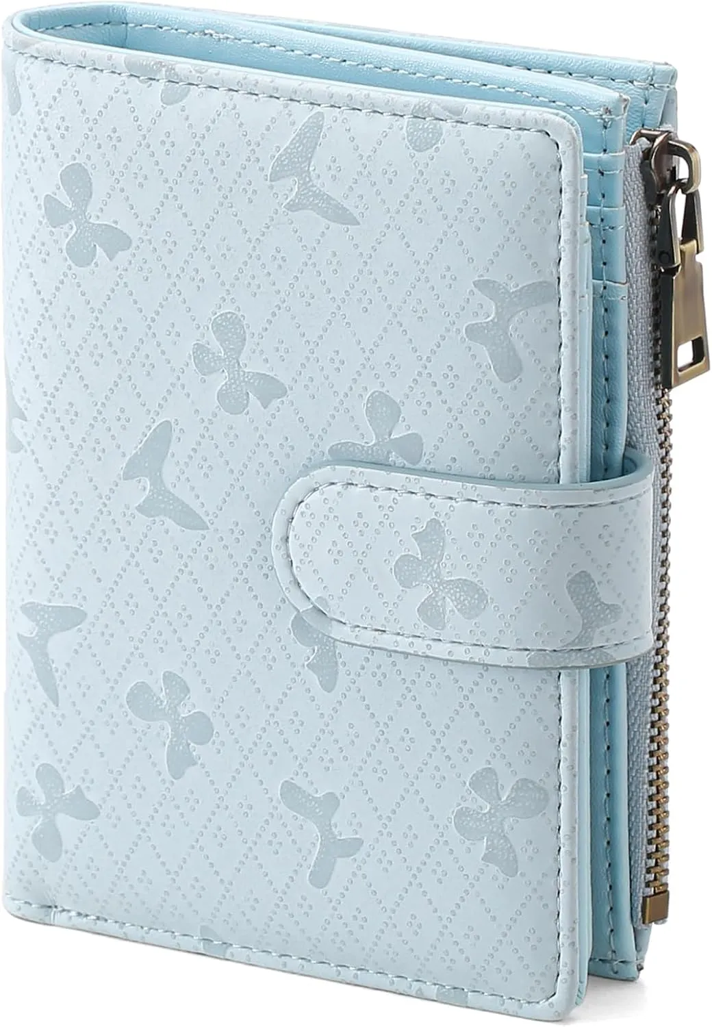 GAEKEAO Small Wallets for Women Leather RFID Blocking Bifold Zipper Pocket Wallet Card Case Purse with ID Window