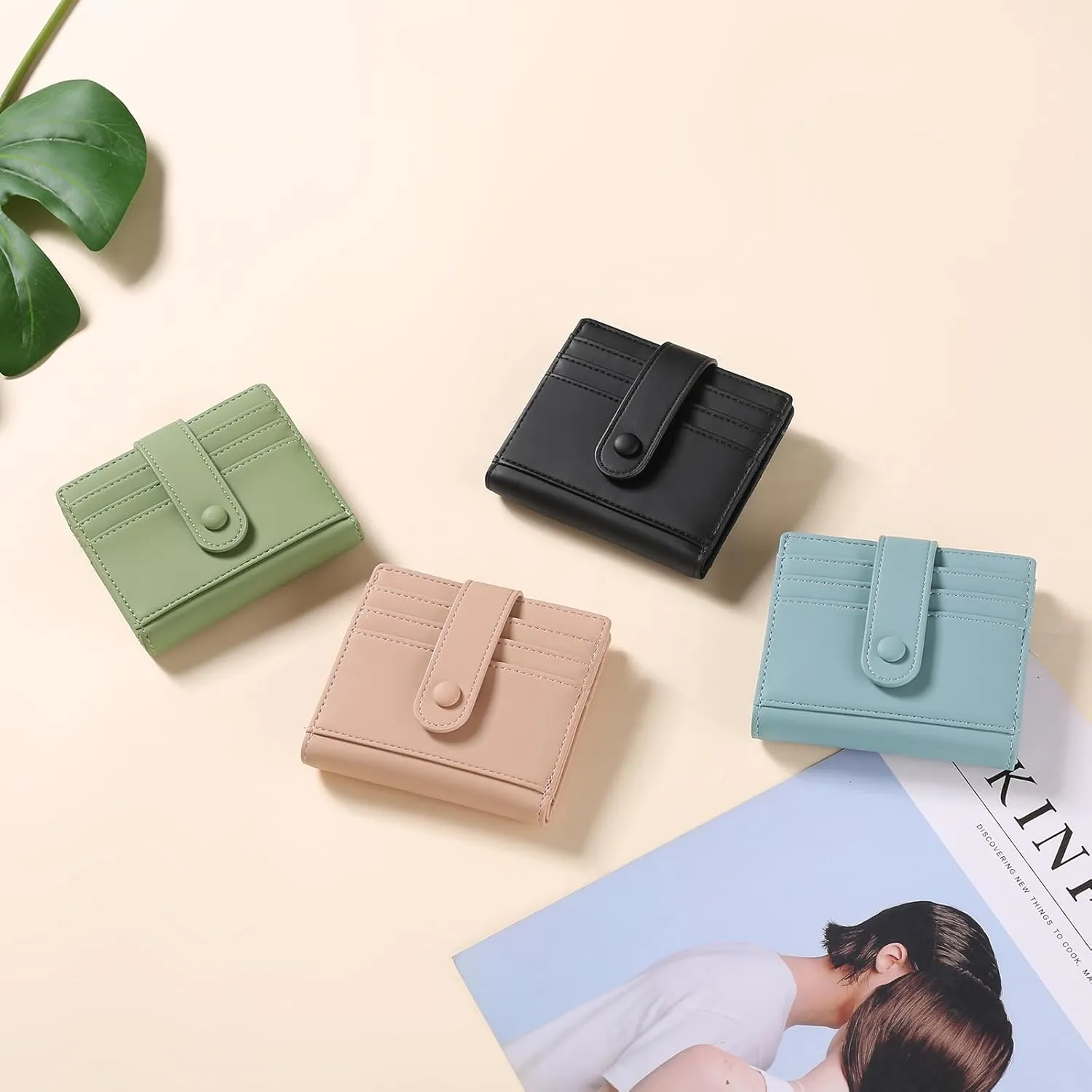 GAEKEAO Small Wallets for Women Leather RFID Blocking Slim Bifold Credit Card Holder Womens Wallet Purse