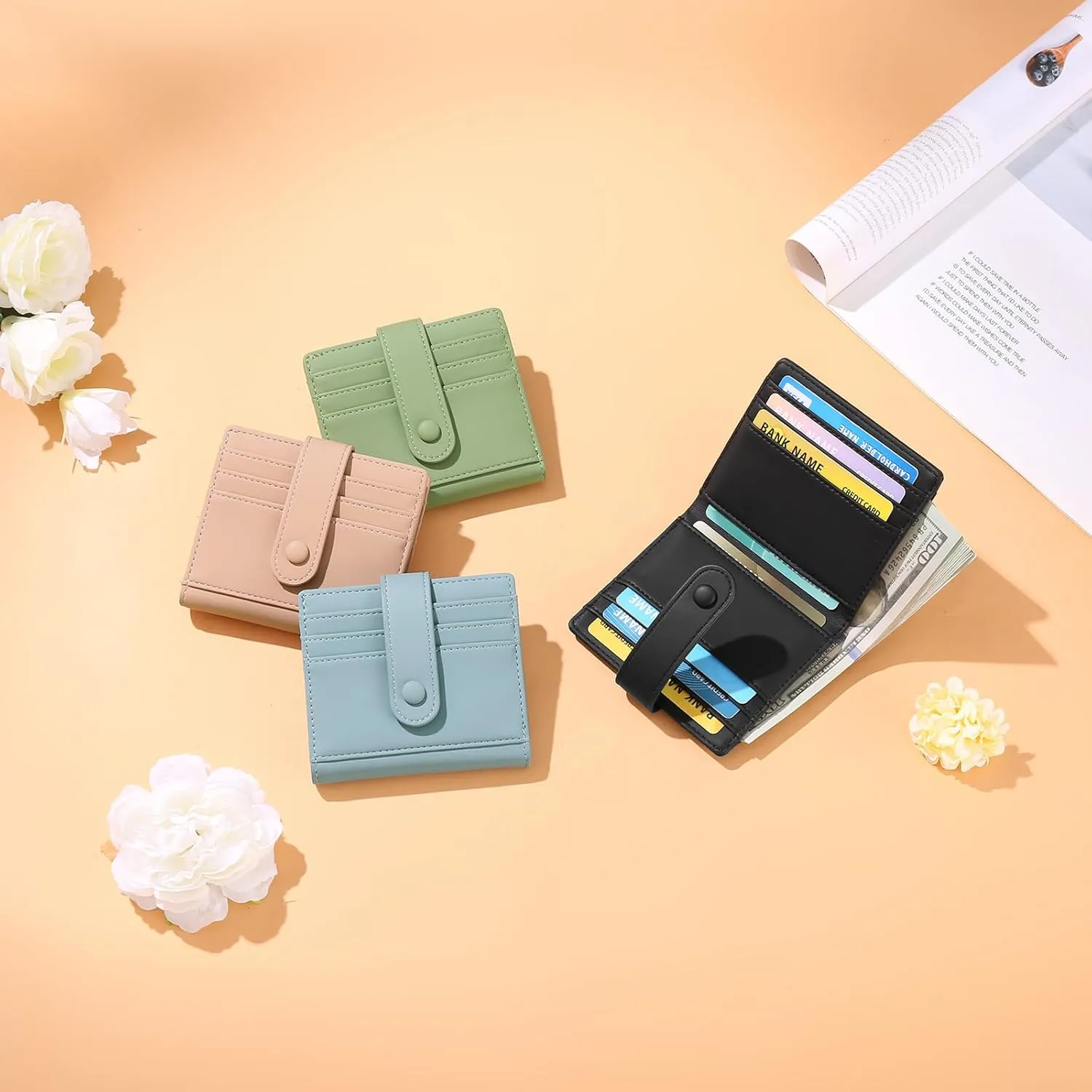 GAEKEAO Small Wallets for Women Leather RFID Blocking Slim Bifold Credit Card Holder Womens Wallet Purse