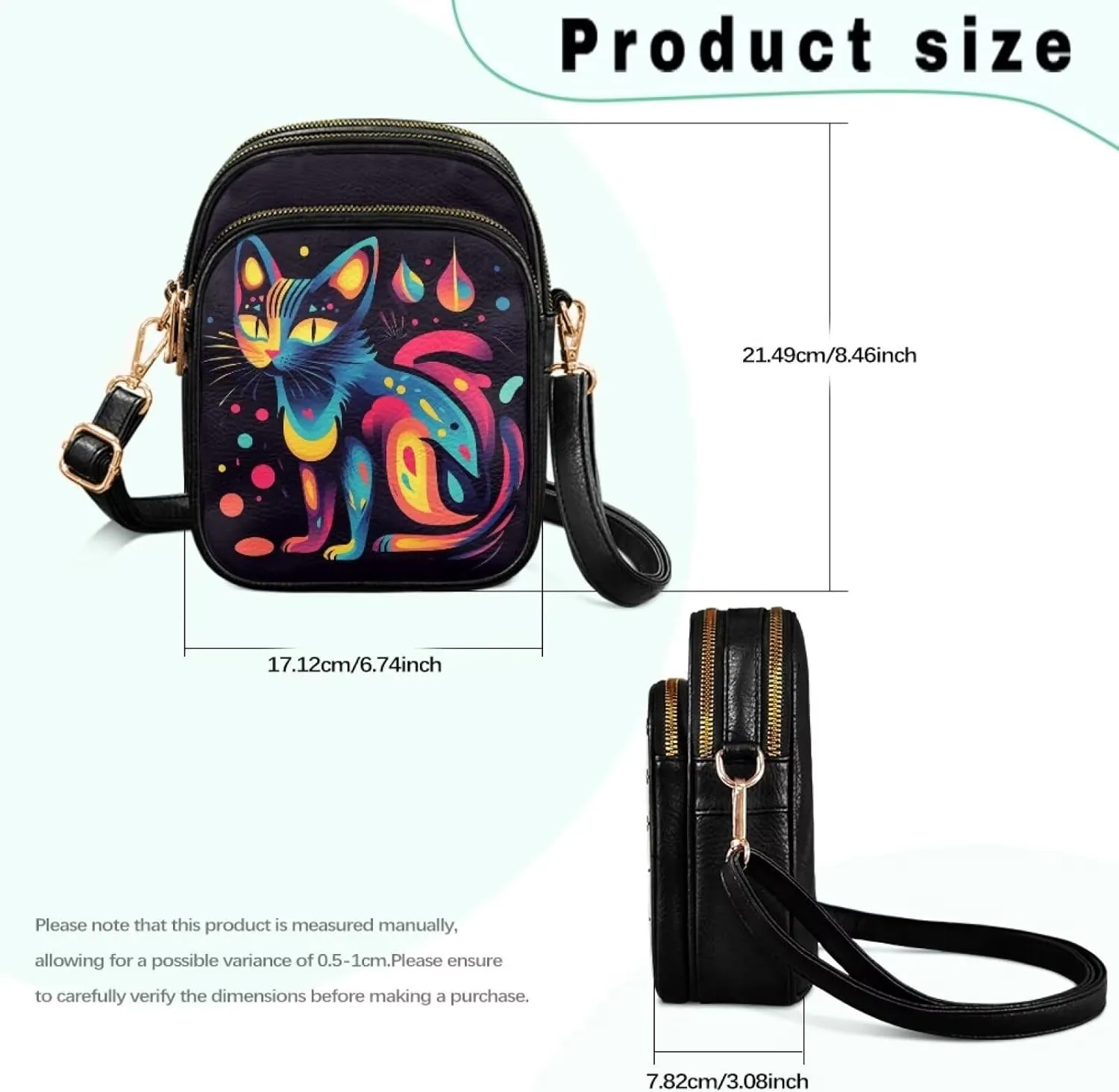 GIFTPUZZ Abstract Art Crossbody Purses for Women Adjustable Crossbody Bag with Zipper Closure and Soft Leather Fabric