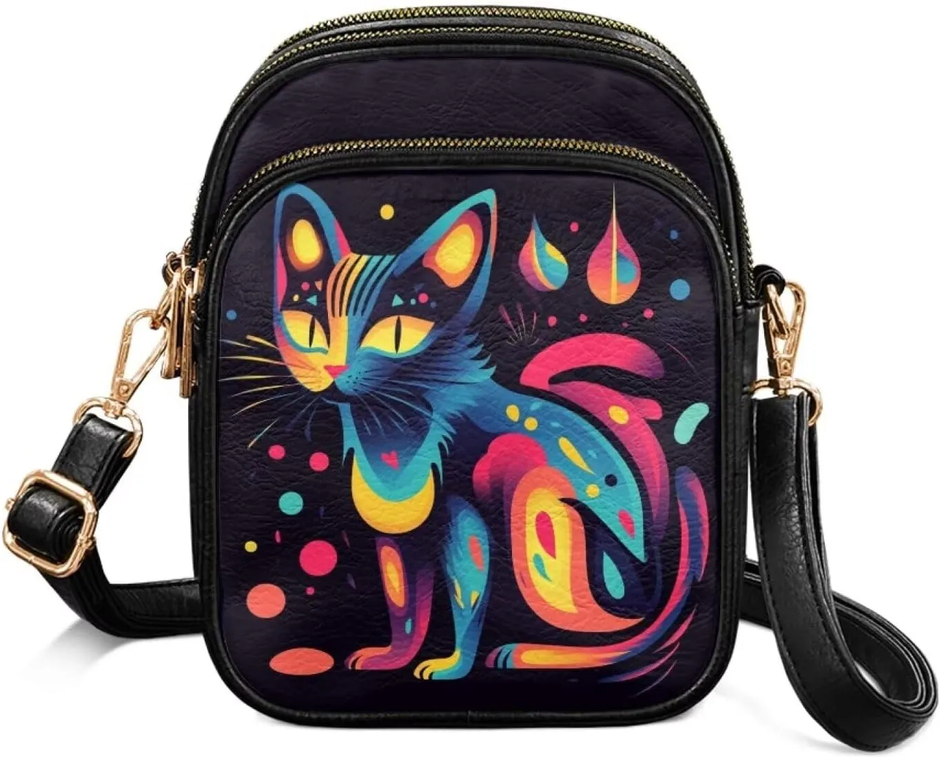 GIFTPUZZ Abstract Art Crossbody Purses for Women Adjustable Crossbody Bag with Zipper Closure and Soft Leather Fabric