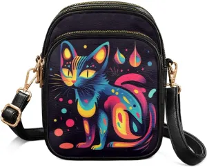 GIFTPUZZ Abstract Art Crossbody Purses for Women Adjustable Crossbody Bag with Zipper Closure and Soft Leather Fabric