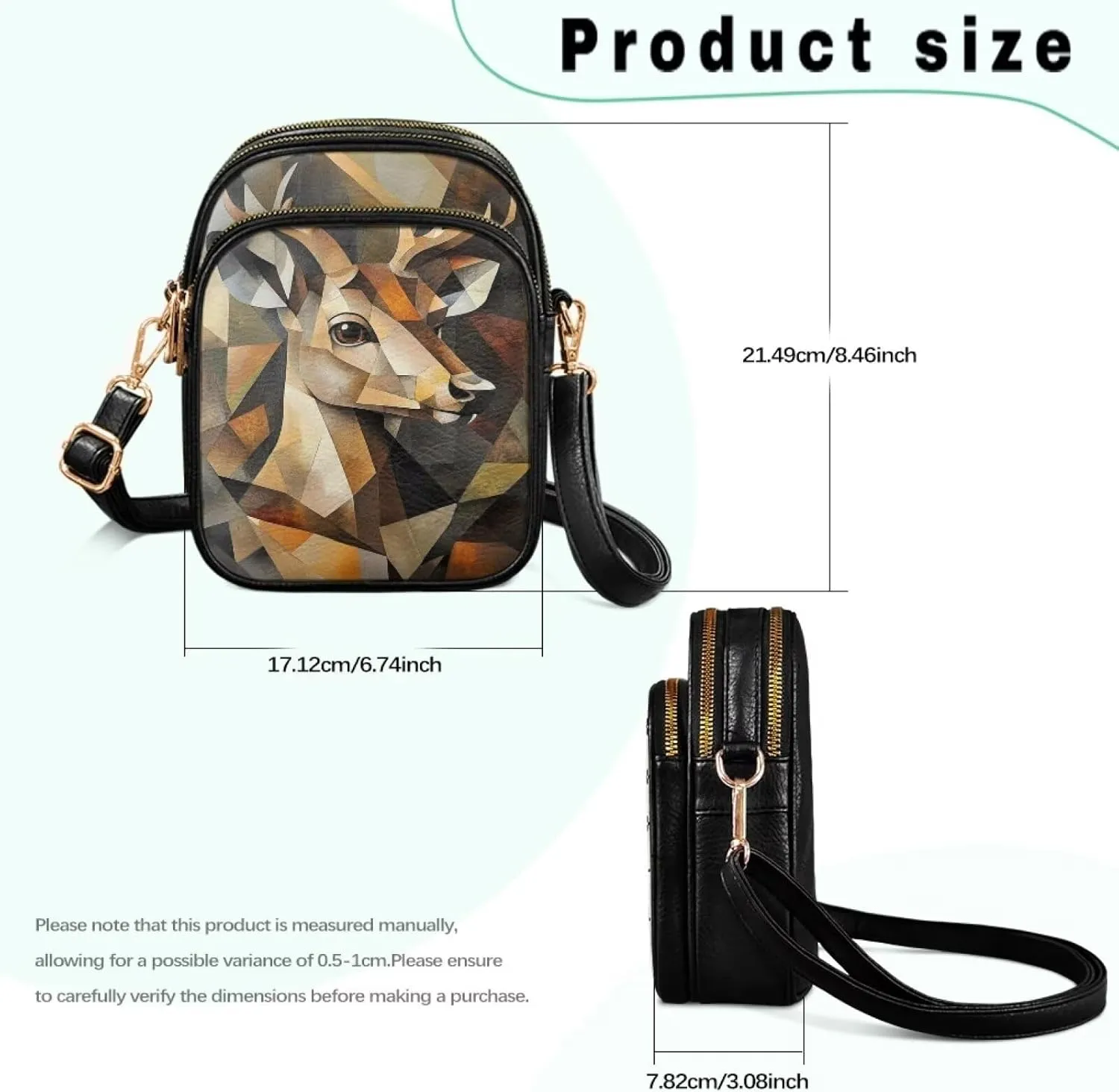 GIFTPUZZ Abstract Art Crossbody Purses for Women Adjustable Crossbody Bag with Zipper Closure and Soft Leather Fabric