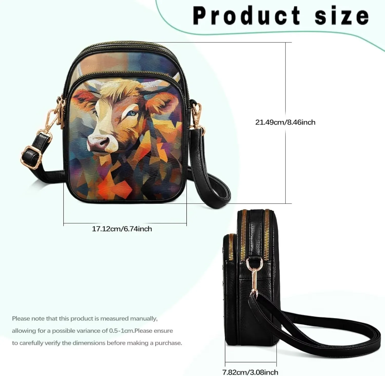 GIFTPUZZ Abstract Art Crossbody Purses for Women Adjustable Crossbody Bag with Zipper Closure and Soft Leather Fabric
