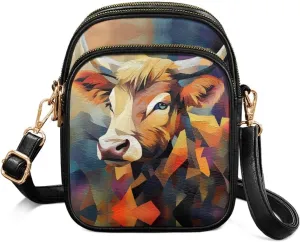GIFTPUZZ Abstract Art Crossbody Purses for Women Adjustable Crossbody Bag with Zipper Closure and Soft Leather Fabric