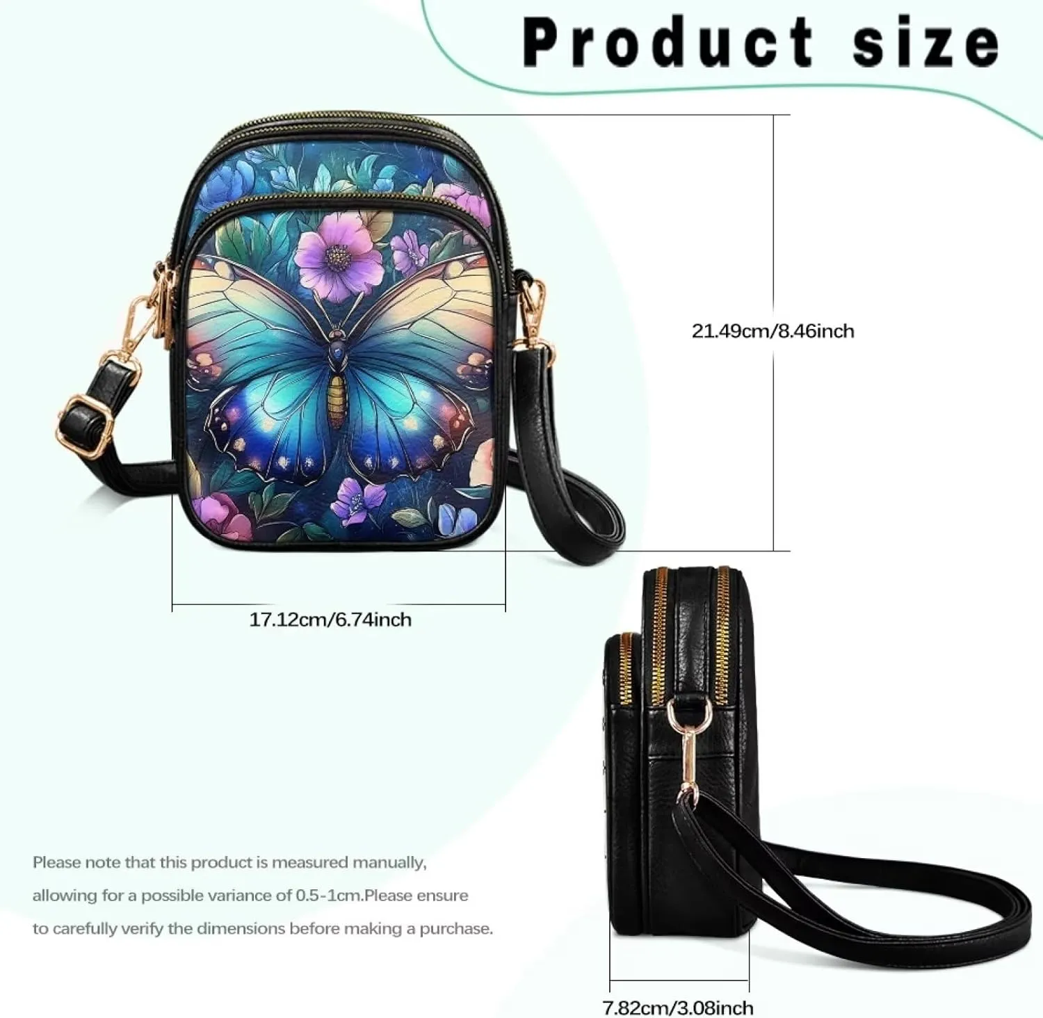 GIFTPUZZ Cross Body Bag for Women Soft Leather Wallet Phone Bag with Multi Pockets 6.74 * 3.08 * 8.46 inches