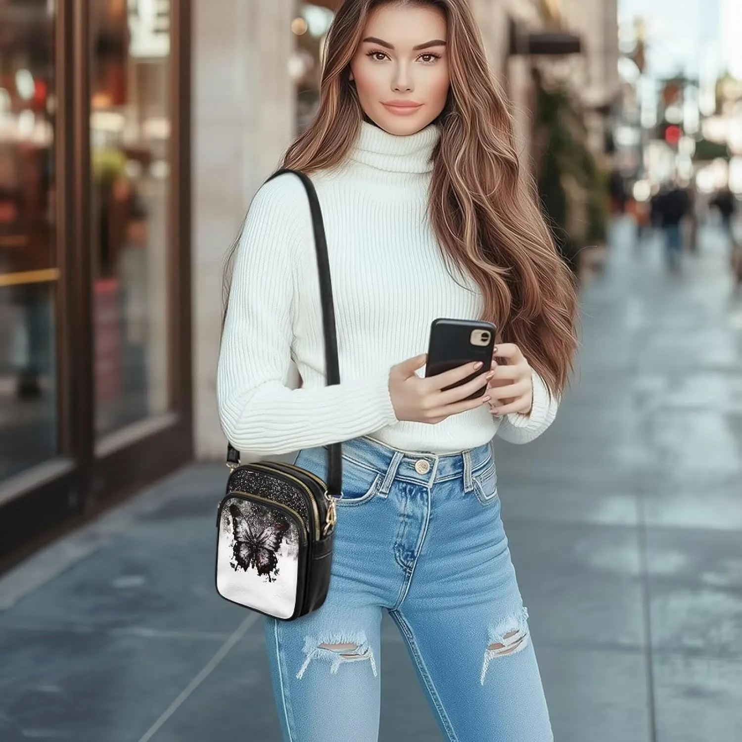GIFTPUZZ Cross Body Bag for Women Soft Leather Wallet Phone Bag with Multi Pockets 6.74 * 3.08 * 8.46 inches