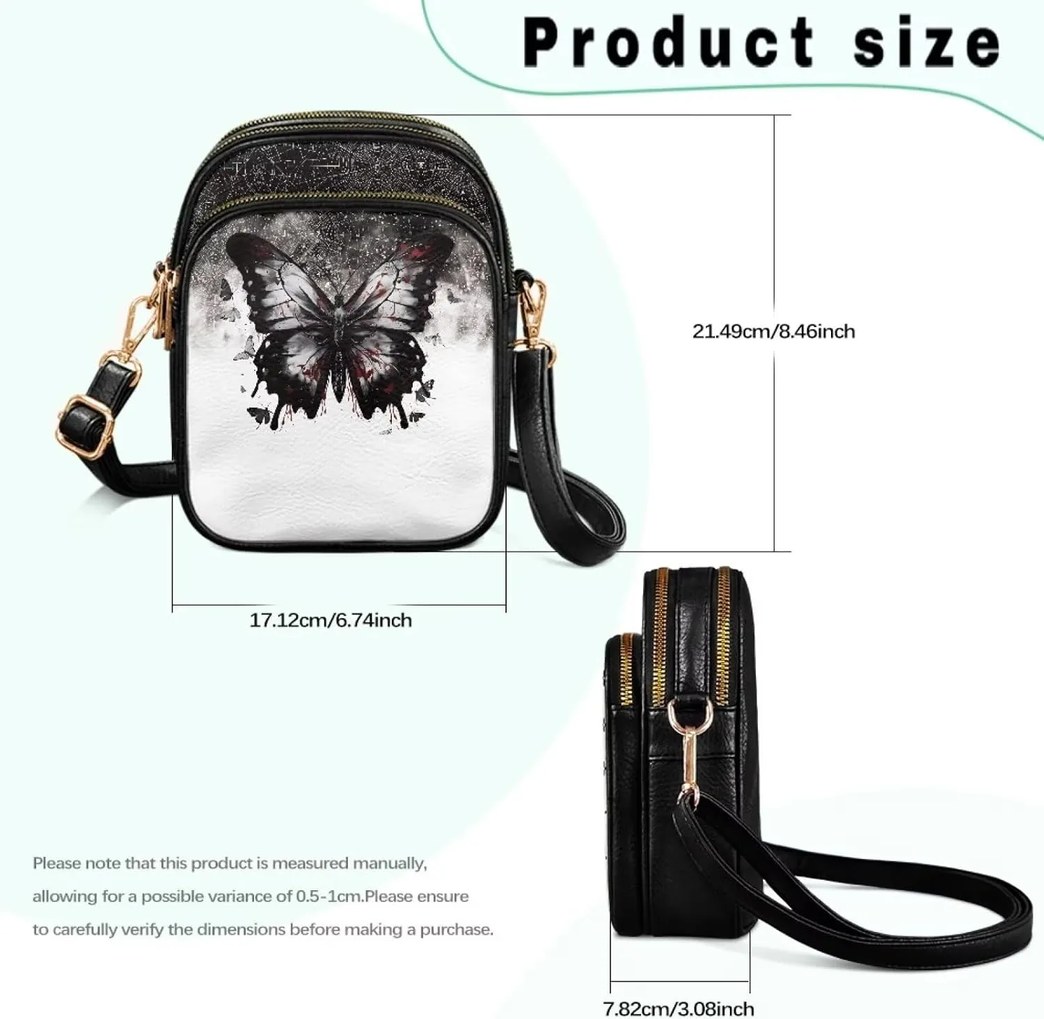 GIFTPUZZ Cross Body Bag for Women Soft Leather Wallet Phone Bag with Multi Pockets 6.74 * 3.08 * 8.46 inches