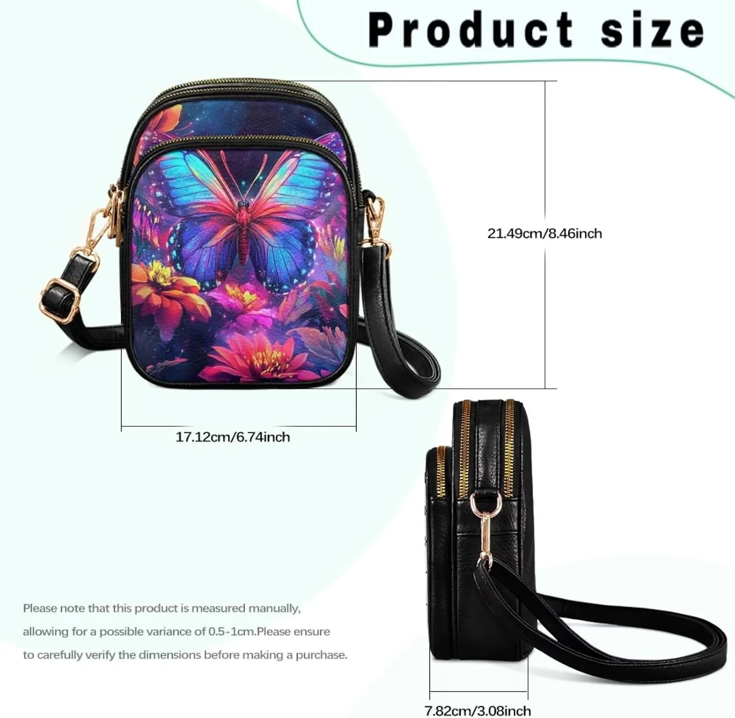 GIFTPUZZ Cross Body Bag for Women Soft Leather Wallet Phone Bag with Multi Pockets 6.74 * 3.08 * 8.46 inches